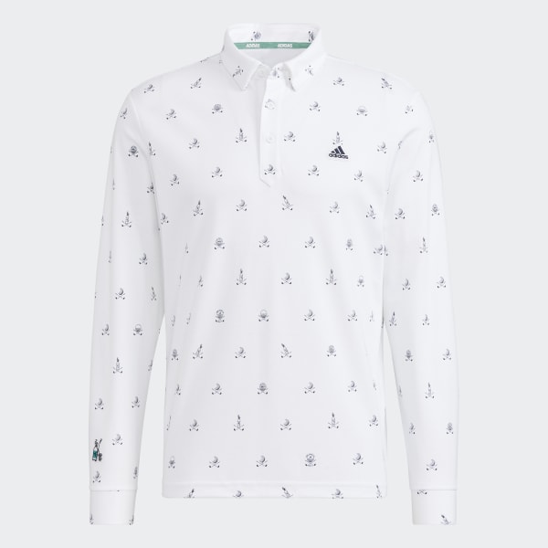 White AEROREADY Play Green Monogram Long Sleeve Polo Shirt UB577