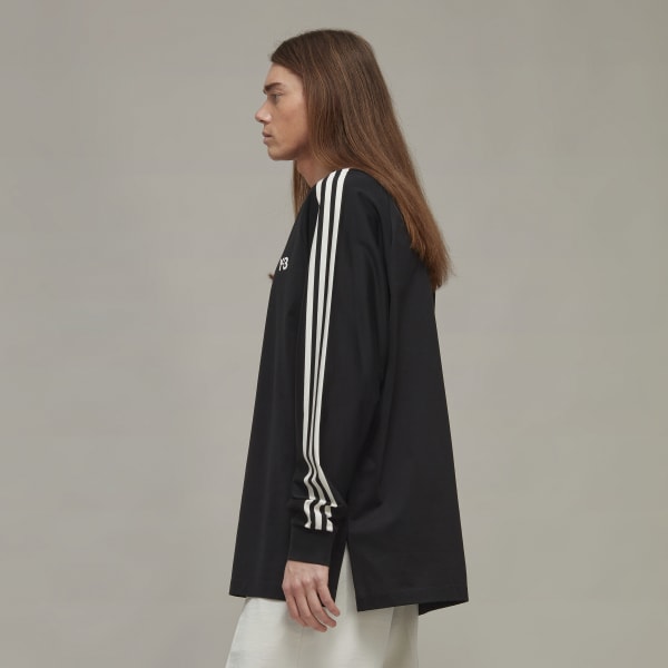Nero Y-3 Stripes Long Sleeve Tee