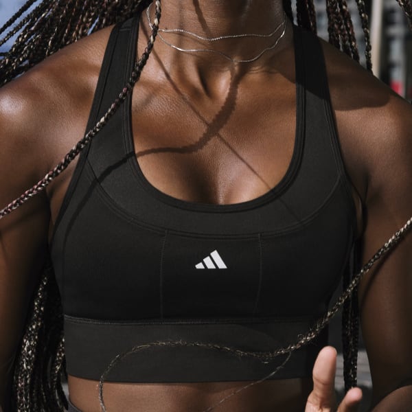 adidas Run Pocket Medium-Support Bra - Green, Women's Training