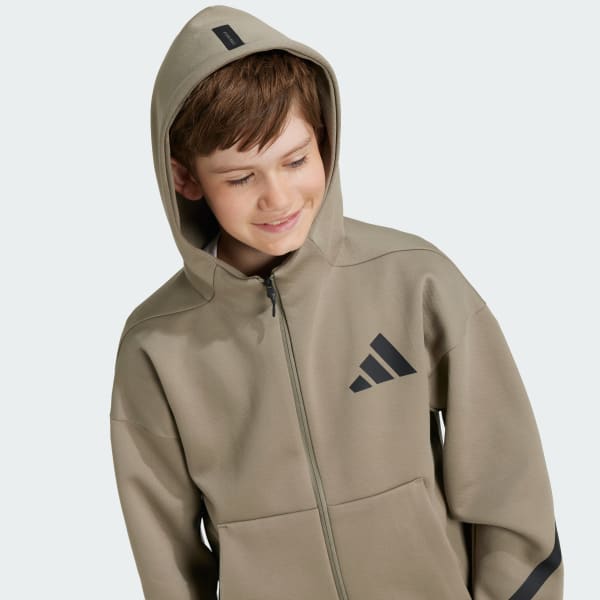 adidas Z.N.E. Full Zip Hooded Track Jacket Kids Brown adidas Singapore