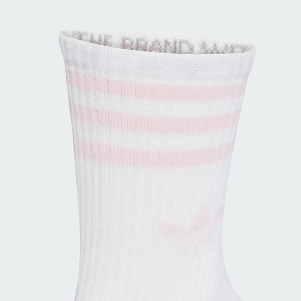 Weiss 3-Streifen Crew Socken 3er-Pack