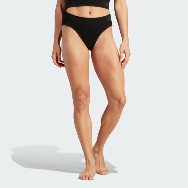 adidas Ribbed Active Seamless Hipster Underwear - Black, Women's Lifestyle