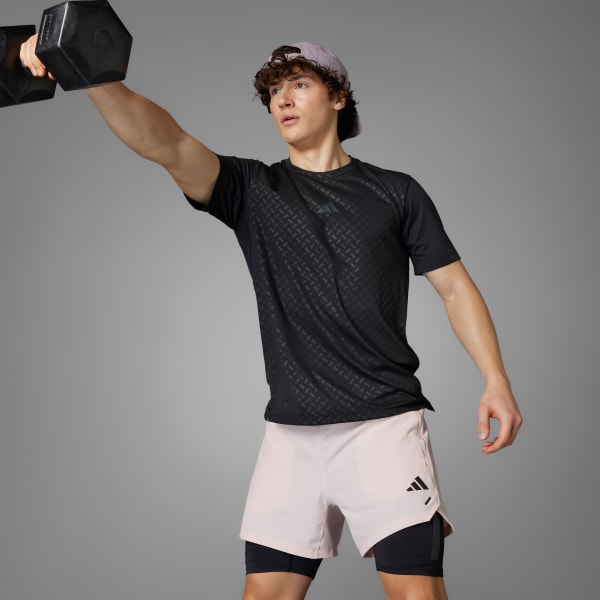 Pink adidas PrimeLift Workout Two-in-One Shorts