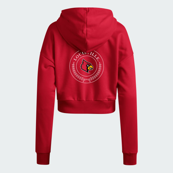 adidas Louisville Cardinals Essentials 3-Stripes Crop Hoodie - Red