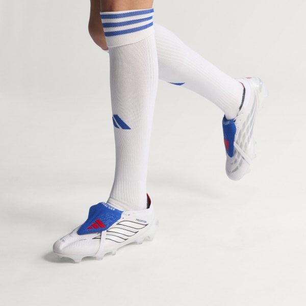 Blanco Tacos de Fútbol PREDATOR ELITE con Lengüeta Plegable para Terreno Firme