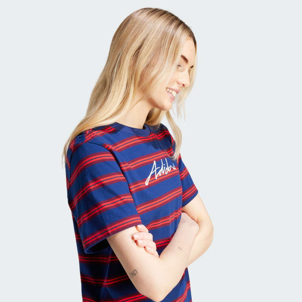 ☆Adidas☆Originals VRCT Graphic Tee Dress Blue adidas Originals graphic print T-shirt in blue | ASOS