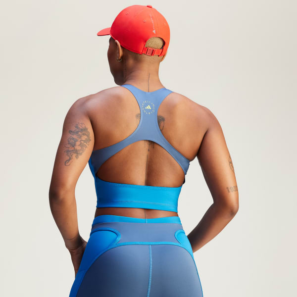 Biru Crop Top Two-Tone Zip adidas by Stella McCartney