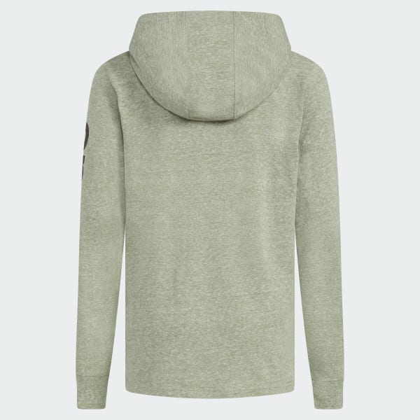 Green Long Sleeve Snow Heather Hooded Tee (Extended Size)