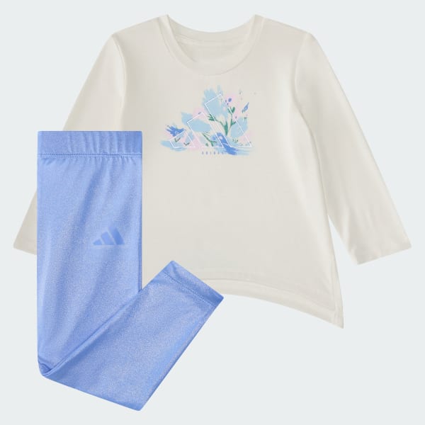 2-Piece Long Sleeve Tee & Glitter Legging Set