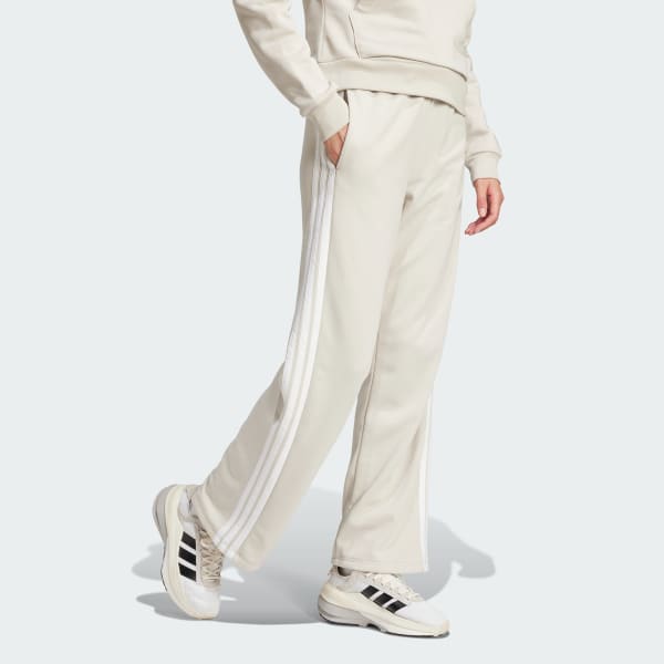 Beige Pantaloni Essentials 3-Stripes Open Hem French Terry