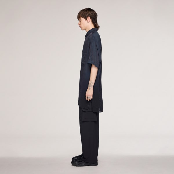 Black Y-3 DIP DYE SHORT SLEEVE LONG SHIRT
