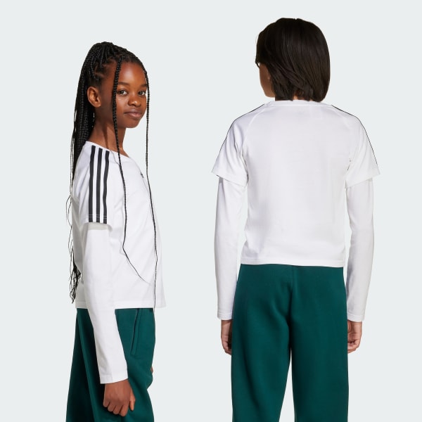 Blanco Camiseta en capas manga larga