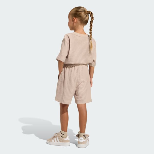 Beige Set di magliette corte in waffle