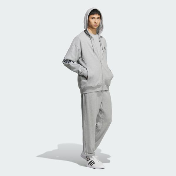 グレー ワーディングパック ルーズフィット 厚手フレンチテリー フルジップ パーカー