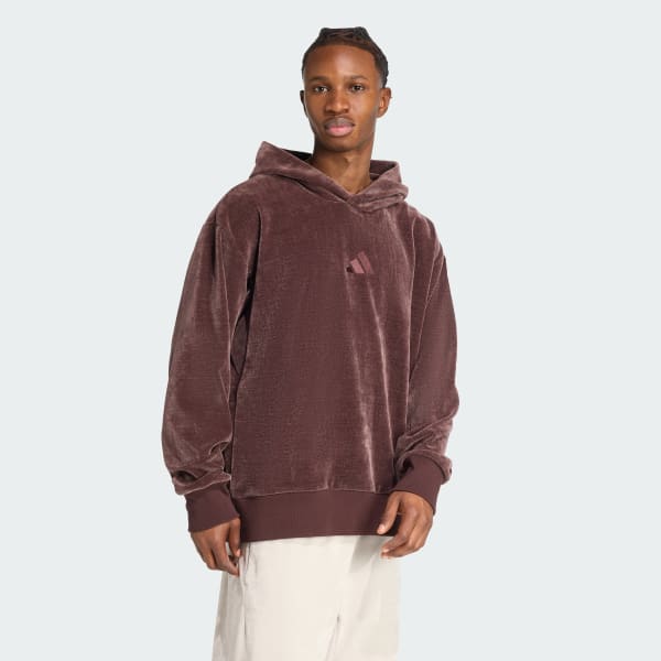 adidas ALL SZN Luxe Hoodie - Brown | Free Shipping with adiClub