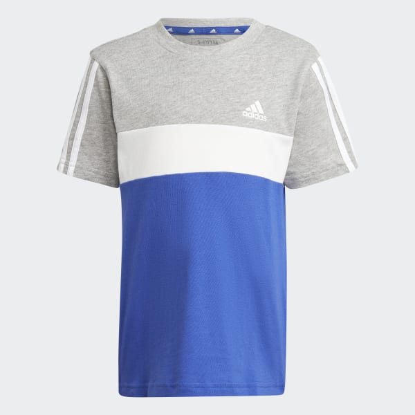 Bleu T-shirt en coton colorblock Tiberio 3-Stripes Enfants