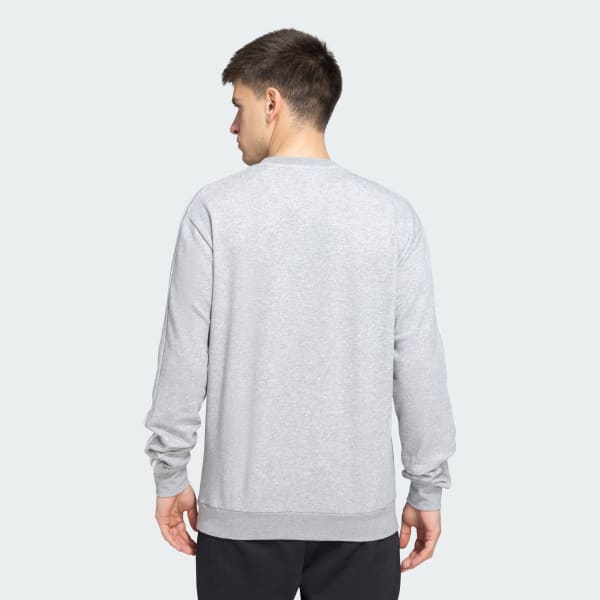 Grey 3 Stripes Full Sleeves Training Sweatshirt