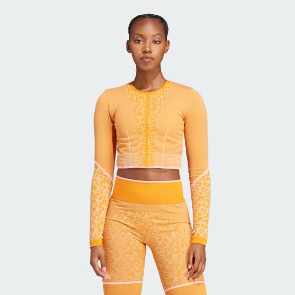 Orange adidas by Stella McCartney TrueStrength Seamless Yoga Long Sleeve Top
