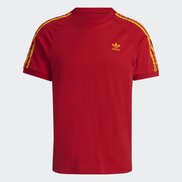 Adidas 3 stripe t shirt burgundy deals