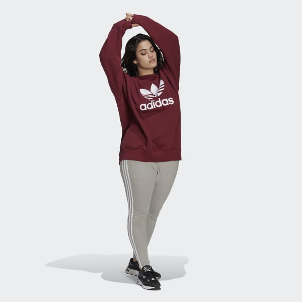 Bordowy Trefoil Crew Sweatshirt (Plus Size)