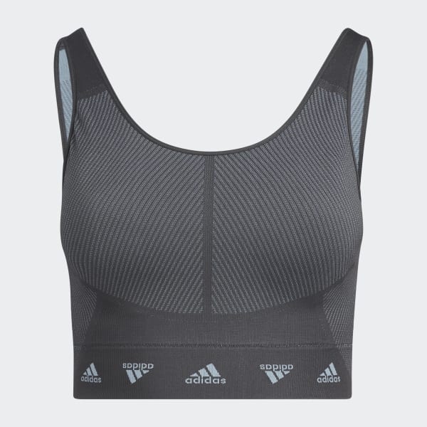 Grey adidas AEROKNIT Light-Support Bra (Plus Size) CO189