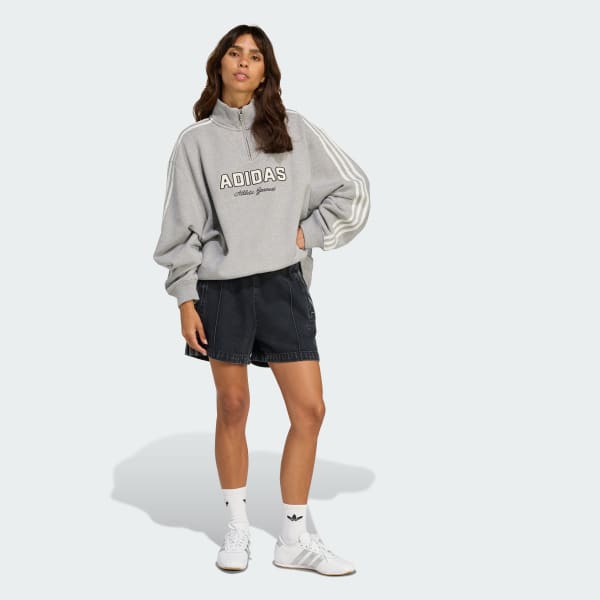 Grey ADIDAS ORIGINALS ATHL DEPT GRAPHIC QUARTER ZIP