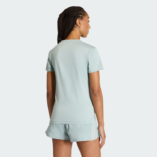 Grun adidas Workout Essentials T-Shirt mit V-Ausschnitt