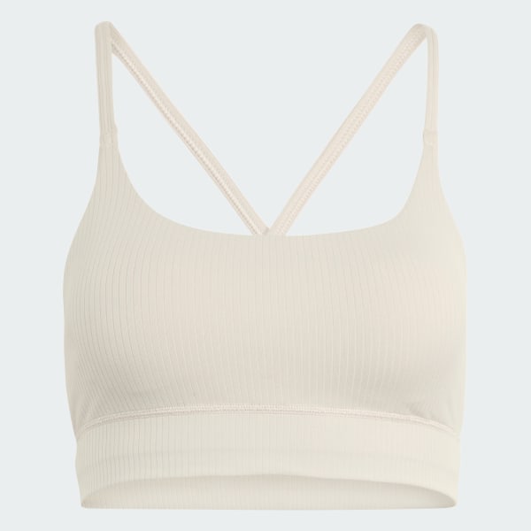 Beige adidas All Me Light Support Rib Bra Long Line Bra