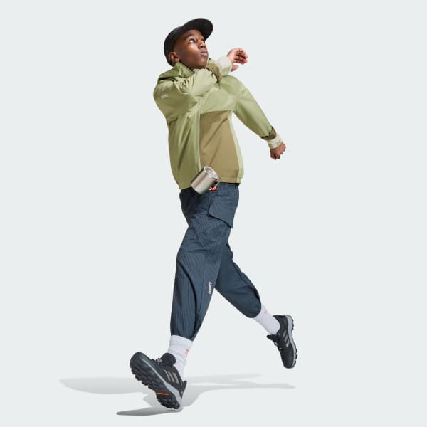 zelená Detská nepremokavá bunda Terrex Kids Multi 2 Layer CLIMAPROOF