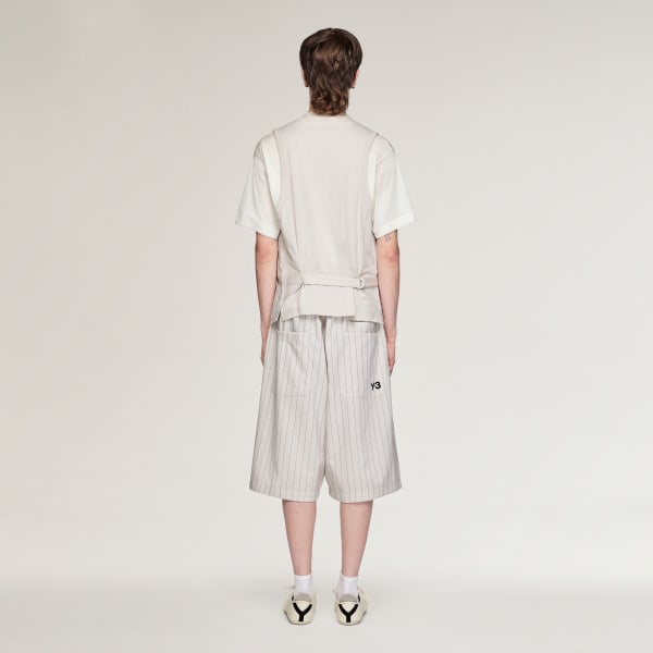 Bianco Y-3 PINSTRIPE SPORT UNIFORM SHORTS