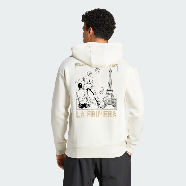 Hvit Real Madrid Doubleknit Hettegenser