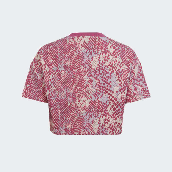 roze Future Icons Allover Print Cotton T-shirt