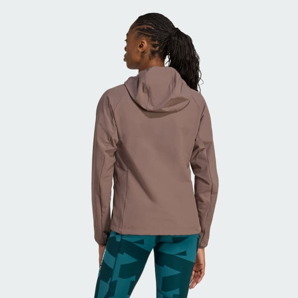 adidas Terrex Xperior Softshell Fleece Hooded Jacket - Brown
