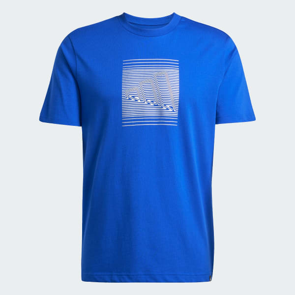 สีน้ำเงิน เสื้อยืดพิมพ์ลาย Tech Metallic