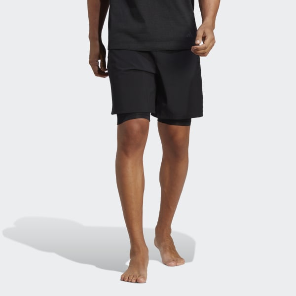 Đen Quần Short Tập Yoga 2 Trong 1