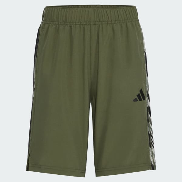 adidas Elastic Waistband Woven Camo-Print 3-Stripes Shorts