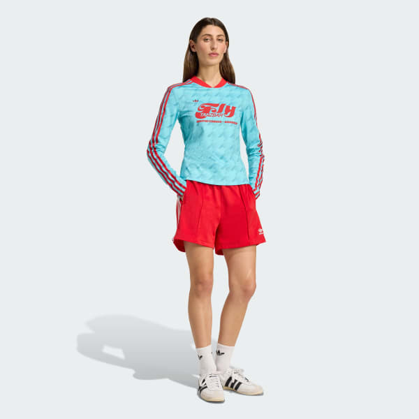 Blauw Bedrukte Bodycon Longsleeve met Voetbal-graphic