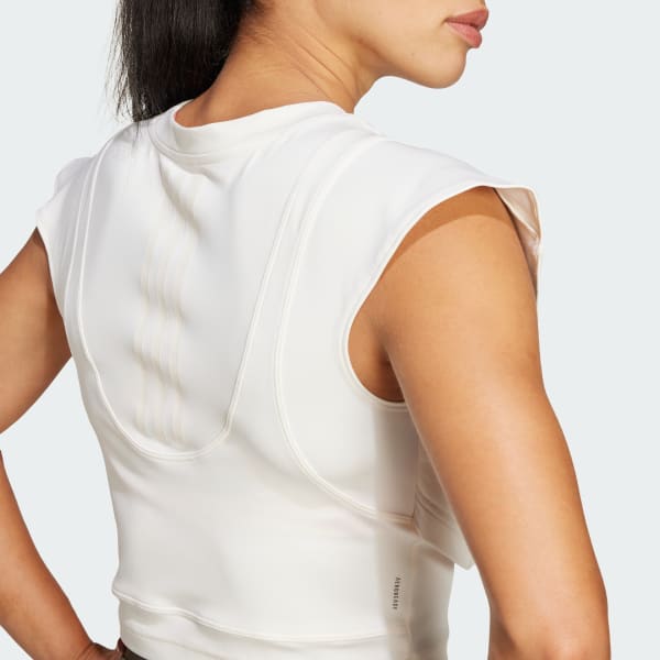 adidas Power Boxy French Terry 3-Stripes Tank Top - White