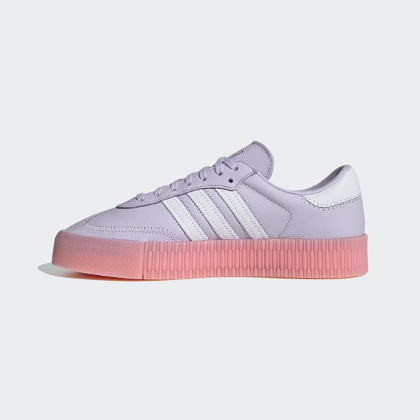 adidas originals samba rose trainers with heart detail in lilac and pink