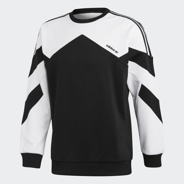 adidas originals authentic sweatshirt with contrast panel in white and black