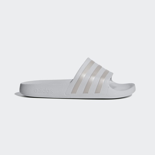 silver adidas slides