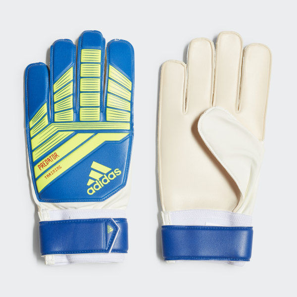 blue and yellow football gloves