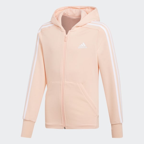 Sueter Con Cierre Y Capucha Essentials 3 Tiras Blanco Adidas