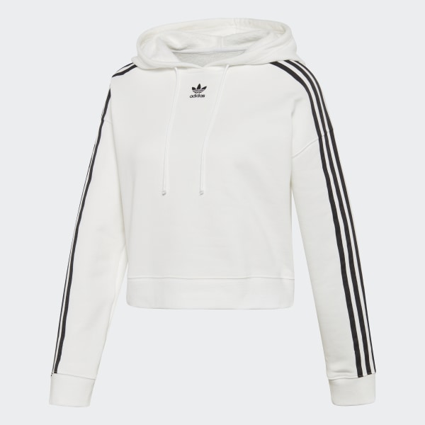 adidas originals adicolor cropped hoodie in white