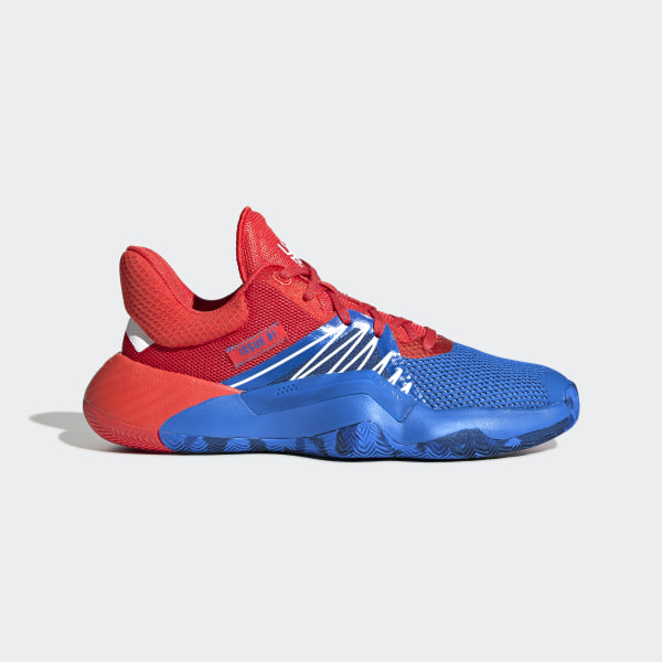red white and blue adidas basketball shoes