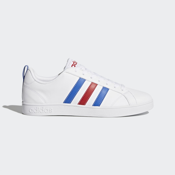 adidas white shoes with red and blue stripes