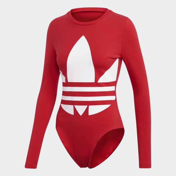 red and white adidas bodysuit