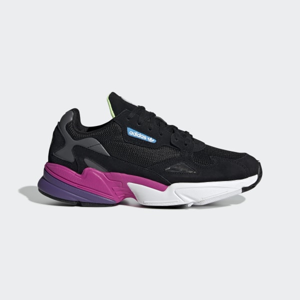 adidas women's black & pink falcon sneakers