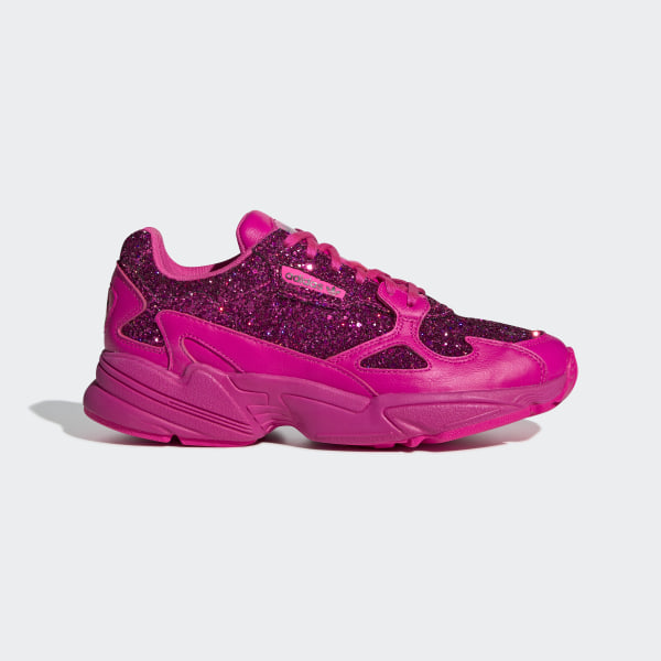 adidas originals premium pink glitter falcon trainers