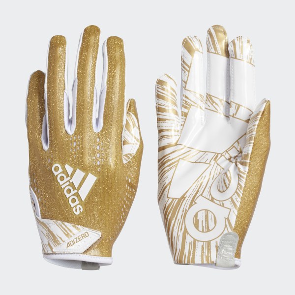 white and gold adidas football gloves
